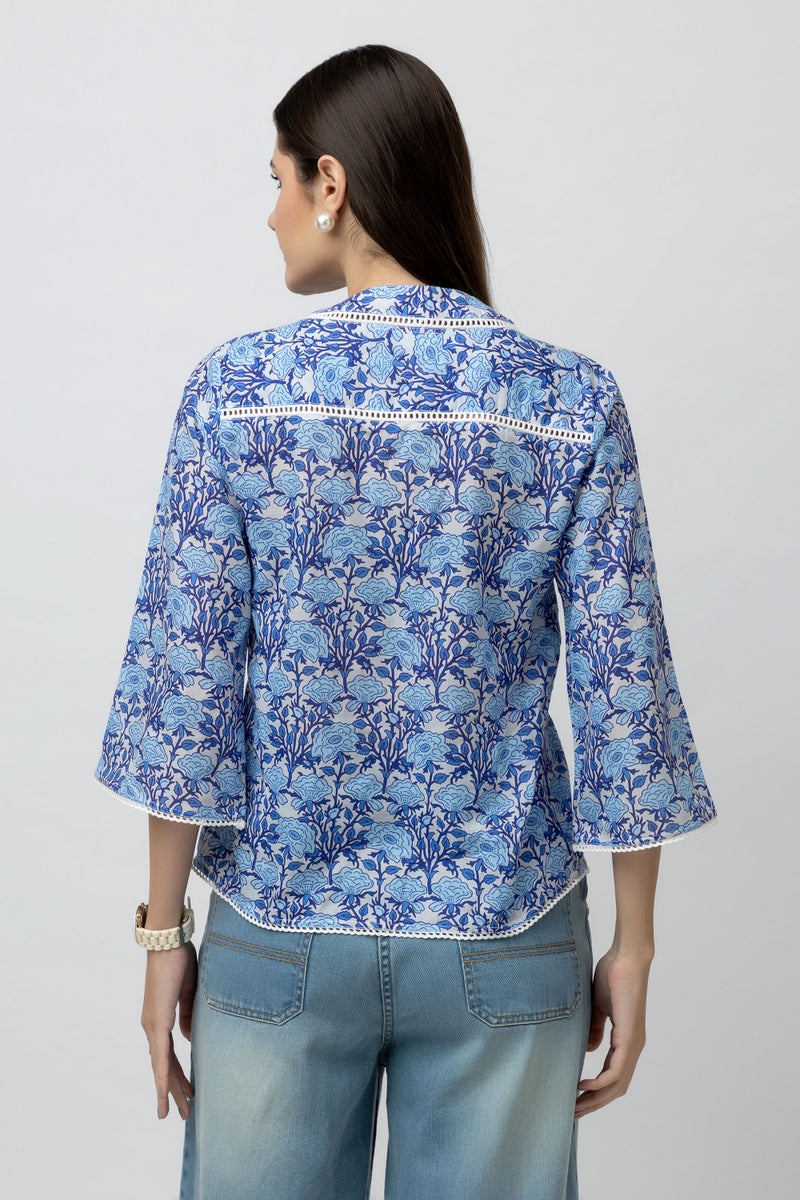 7OUNCE Blue Cambric Printed Top for Women - Image 4